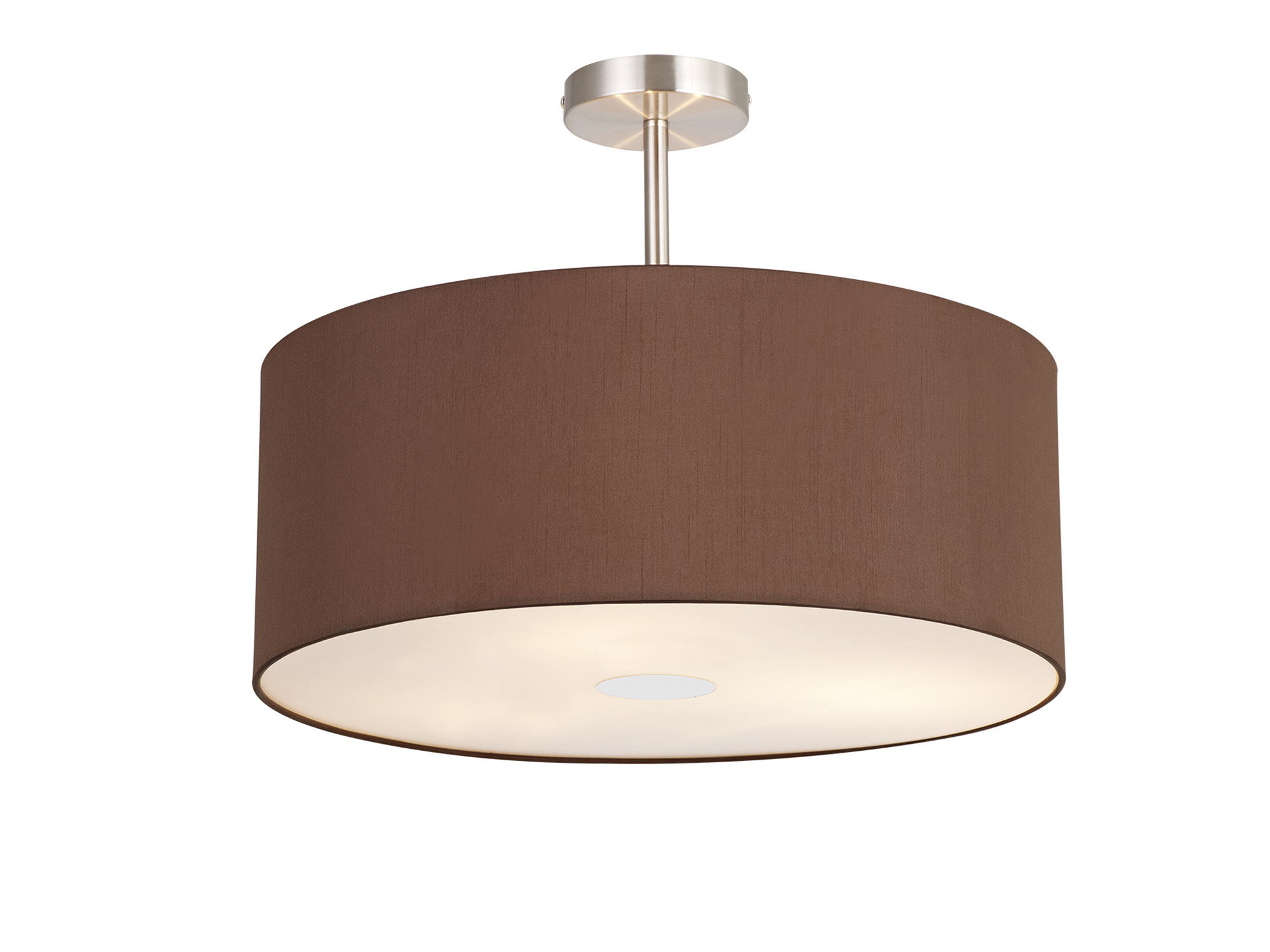 Baymont 50cm Semi Flush 3 Light Satin Nickel, Raw Cocoa/Grecian Bronze, Frosted Diffuser